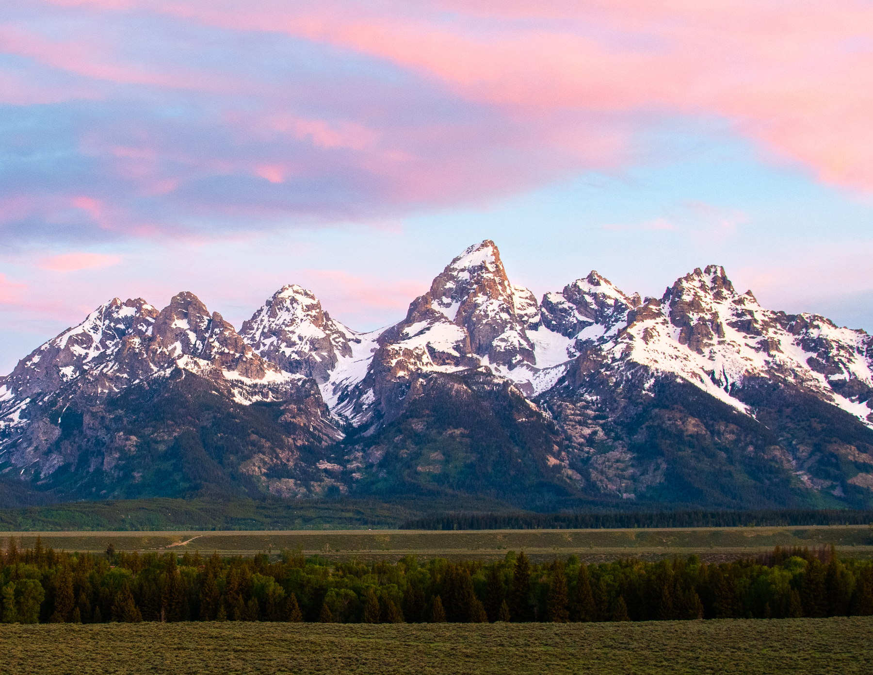 Grand Teton Mountains at Sunset